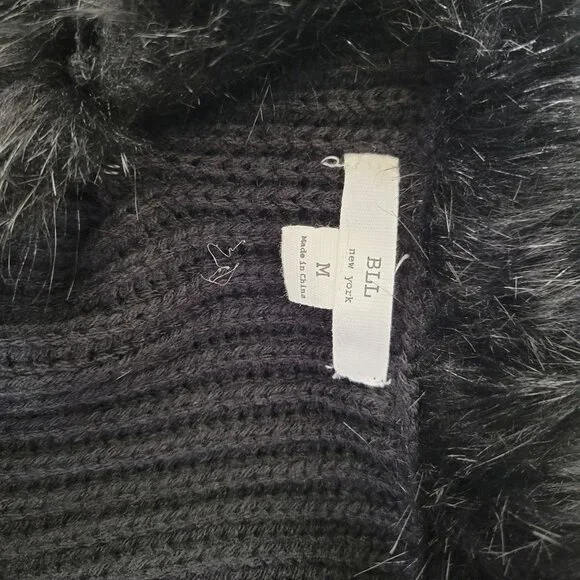 BLL New York Black Sweater Vest with Faux Fur - Picture 4 of 5